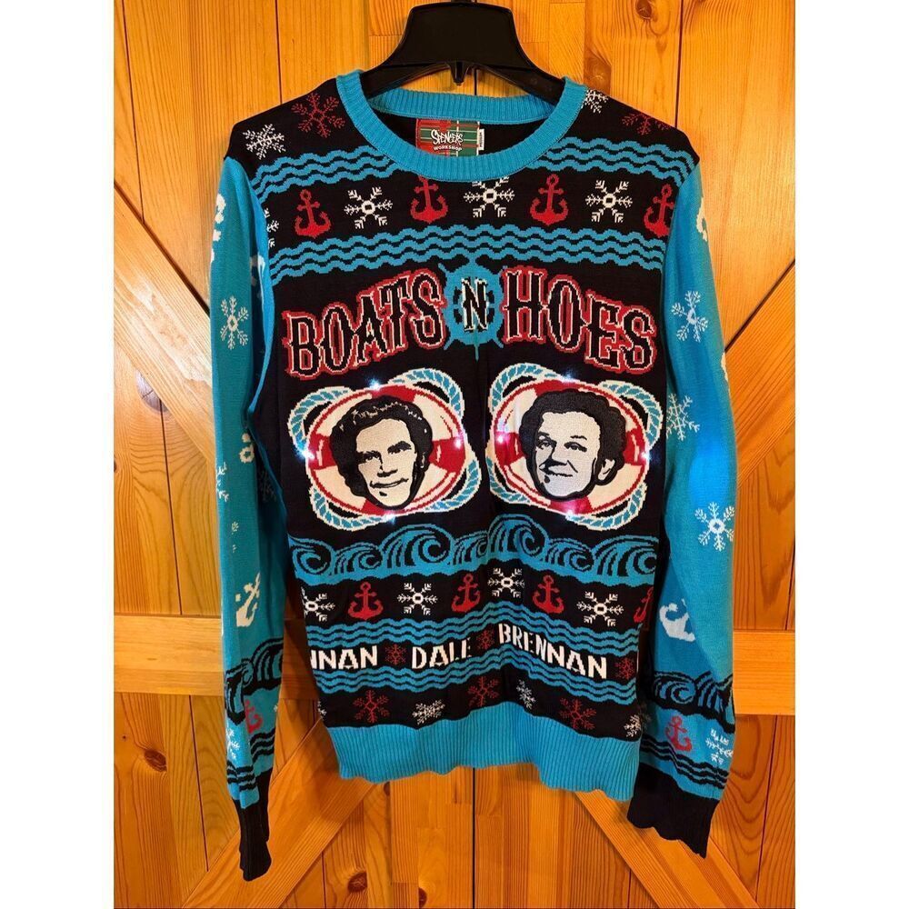 Spencer's Workshop Step Brothers Boats 'N Hoes Ugly Sweater Size Medium (6676)